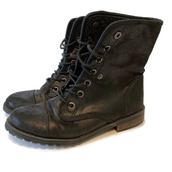 Self Esteem Shoes - Self Esteem Distressed Vegan Leather Lace Up Boots Women Size 8